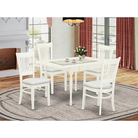 East West Furniture 5 Piece Monza Mid Century Dining Table Set - Linen White MZVA5-LWH-C
